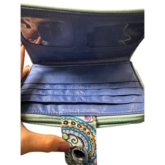 Vera Bradley Quilted Cotton Paisley‎ Wallet With Turnlock & Zipper Compartments - Picture 5 of 5